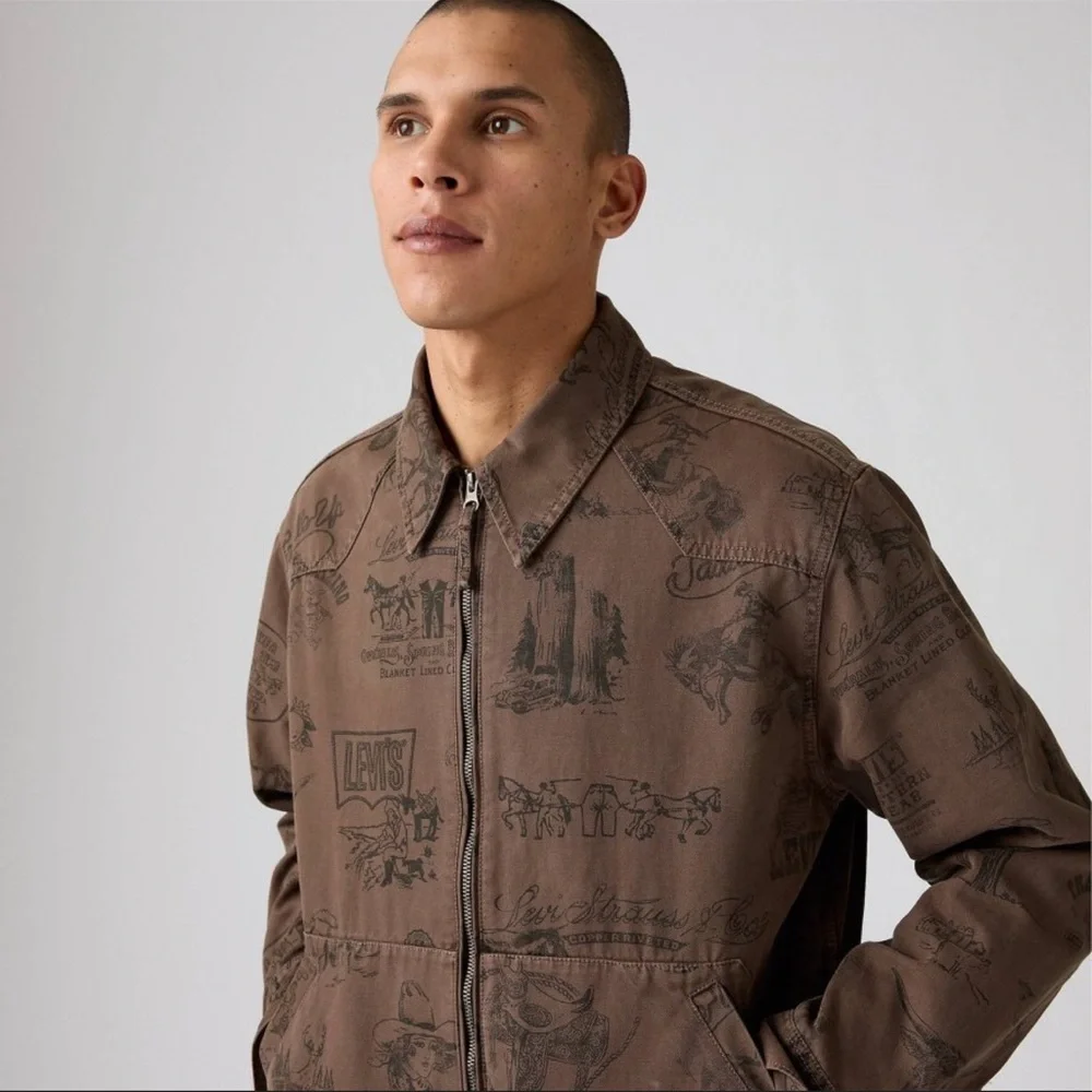 Levi's Polk Cotton Twill Trucker Jacket Men's Brown - Picture 3 of 4